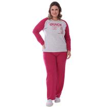 Pijama De Inverno Feminino Plus Size Plush Tamanho Especial