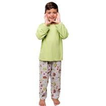 Pijama De Inverno Manga Longa Infantil Diones Camiseta Calça Estampado