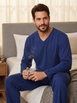 Pijama de Inverno Masculino Manga Longa Calça Comprida Adulto de Frio Alex