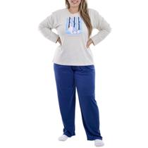 Pijama de Inverno Plus Size Feminino Canelado Victory
