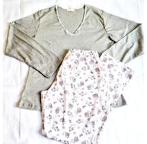 Pijama de malha G cinza docemel gatinha Pijama de malha G cinza docemel gatinha