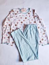 Pijama de malha G de inverno docemel cupcake azul Pijama de malha G de inverno docemel cupcake azul