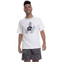 Pijama de Manga em Malha Masculino Floral - Chumbo - M Pijama de Manga em Malha Masculino Floral - Chumbo - M