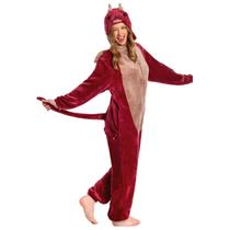 Pijama de pelúcia unissex para adultos Onesie OLAOLA Red Dragon, grande