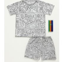 Pijama de Pintar Colorir Masculino Menino Garoto Infantil Juvenil Tematico Desenhar