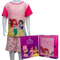 Pijama de Verão Camiseta e Short Princesas Disney Infantil Tamanho 9-10 10073372 - Zona Criativa