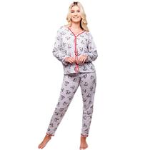 Pijama Diones Feminino Estampado Americano Manga Comprida