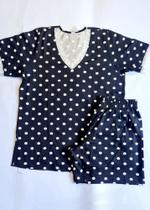 Pijama docemel de malha M preto com bola branca Pijama docemel de malha M preto com bola branca