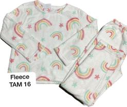 Pijama em fleece infantil tamanho 16 estampa arco íris