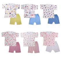 Pijama Estampado Com Shorts Roupa Bebê Kit Com 6 Peças