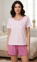 Pijama Feminino Aberto Manga Curta com shorts M Pijama Feminino Aberto Manga Curta com shorts M