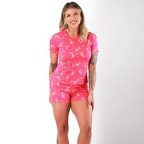 Pijama Feminino Adulto Curto Manga e Short Verão Bianca