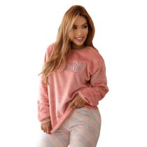 Pijama feminino adulto fleece inverno plus size soft