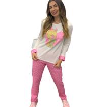 Pijama Feminino Adulto Longo 100% Algodão Inverno - Jucatel