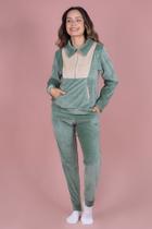 Pijama feminino adulto longo em plush blusa com zíper e calça jogger aconchego Pijama feminino adulto longo em plush blusa com zíper e calça jogger aconchego