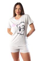 Pijama Feminino Adulto Manga Curta Cat Emporio do Algodão