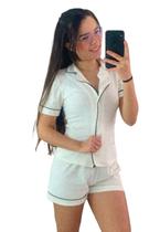 Pijama Feminino Adulto Manga Curta e Short Algodão