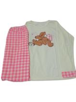 Pijama Feminino Adulto Manga Longa Punho Estampado e Calça Baby Doll Roupa De Dormir