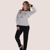 Pijama Feminino Adulto Plush Quente Estampado - Victory