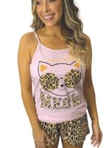 Pijama Feminino Adulto Regata Baby Doll Roupa De Dormir 100% Algodão