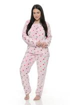 Pijama Feminino Adulto Ultra Soft Coraçao Manga Longa