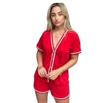 Pijama Feminino Americano Blogueira Aberto Com Botões Amamentação gestão cirurgico - Pijamas Viçosa