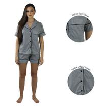 Pijama Feminino Americano Blogueira Aberto com Botões