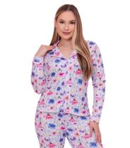Pijama feminino americano em tecido suede