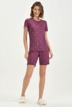 Pijama Feminino Bermuda Manga Curta Viscolycra Cor com Amor