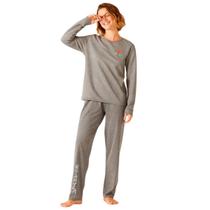 Pijama Feminino Blusa Calça Playstation Algodão Malwee Cinza