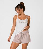 Pijama Feminino Blusa De Alça E Short Infinita Cor Bege Pijama Feminino Blusa De Alça E Short Infinita Cor Bege