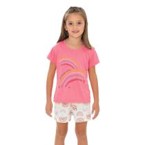 Pijama Feminino Blusa de Arco-Íris e Short - Izitex Pijama Feminino Blusa de Arco-Íris e Short - Izitex
