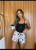 Pijama Feminino Blusa e Short Mooh Preto