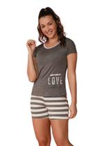 Pijama Feminino Camiseta Curto Love