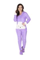 Pijama Feminino Com Bolso Canguru Quentinho Soft Inverno