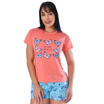 Pijama Feminino com Manga Confortável Shortdoll Verão