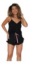 Pijama Feminino Conjunto Romance Preto