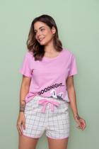 Pijama Feminino Curto Algodão Rosa Off