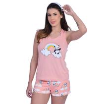 Pijama Feminino Curto - Babydoll de Calor Short Doll de Verão Tecido Suede - Cia do Corpo