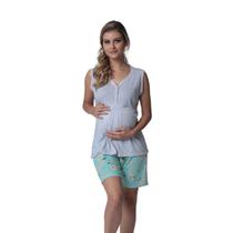 Pijama Feminino Curto de Verão Para Amamentação