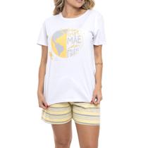 Pijama Feminino Curto Listrado Malwee 1000073411 - Algodão Pijama Feminino Curto Listrado Malwee 1000073411 - Algodão