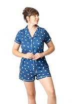 Pijama Feminino Curto Modelo Americano Aberto com Botões Sweet Heart - LUA EM ALINE