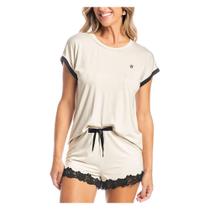 Pijama Feminino Daniela Tombini Lile Curto Bege Cru - 4090E Pijama Feminino Daniela Tombini Lile Curto Bege Cru - 4090E