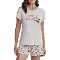 Pijama Feminino Danka Cereja Mescla Cinza - 01101