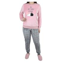 Pijama Feminino Danka Fleece Xadrez Rosa - 0265
