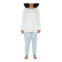 Pijama Feminino Danka Listras e Poá Plus Size Verde - 012019