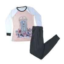 Pijama Feminino Danka Longo Branco - 8588