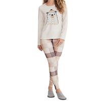 Pijama Feminino Danka Longo Moletinho Urso Mescla - 01201 Pijama Feminino Danka Longo Moletinho Urso Mescla - 01201