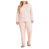 Pijama Feminino Danka Longo Plus Size Abotoado Rosê - 012029