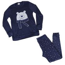 Pijama Feminino Danka Longo Plush Marinho - 8885 Pijama Feminino Danka Longo Plush Marinho - 8885